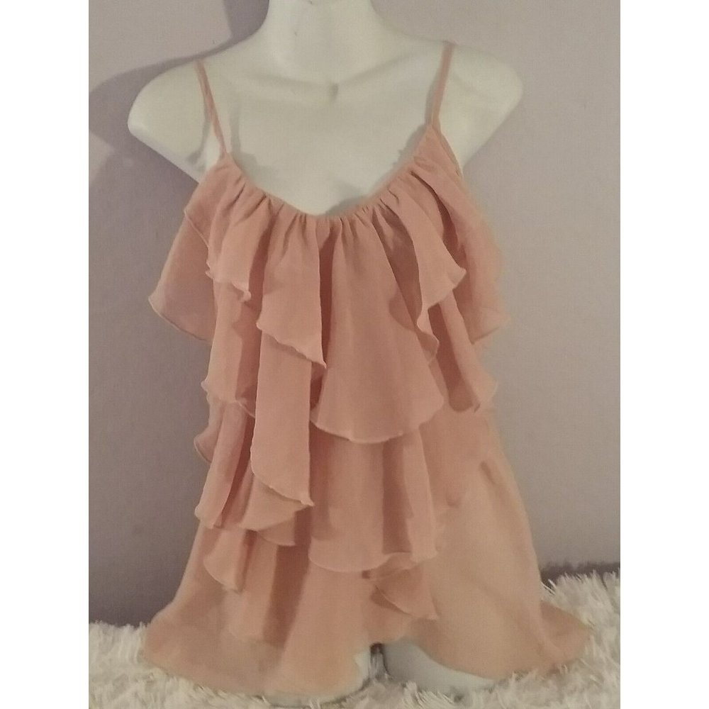 HAVE  ruffle overlay spaghetti strap blouse,  M
